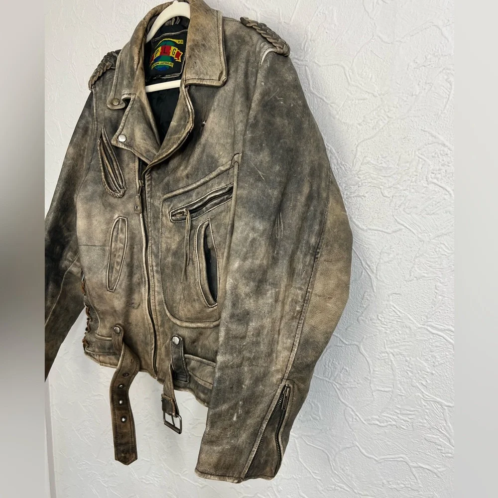 Vintage Putnam Leather Gold PLG Genuine Brown Lined Leather Jacket Men's Size L - Picture 3 of 10